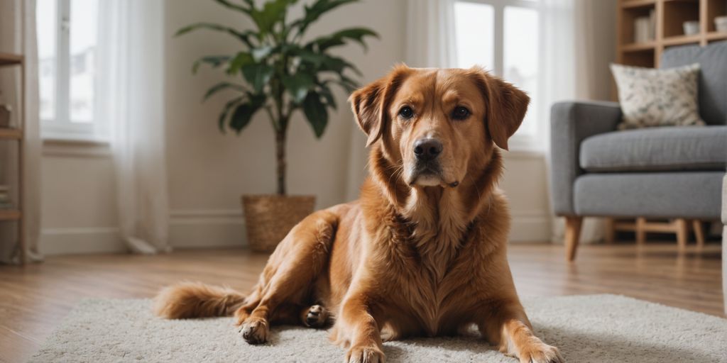 Calm dog sitting quietly at home