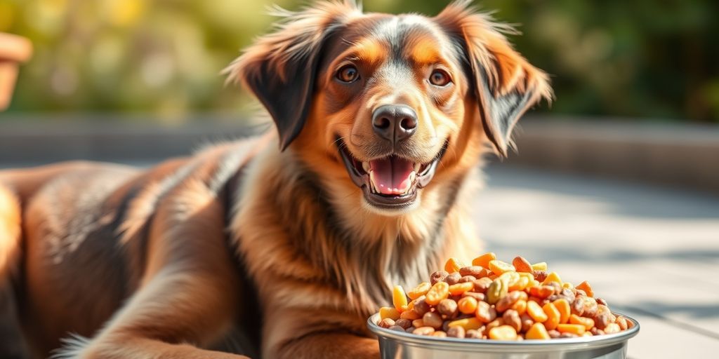 Healthy dog with holistic food