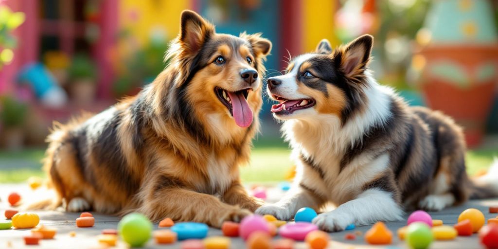 Dog playing with owner in a sunny park.